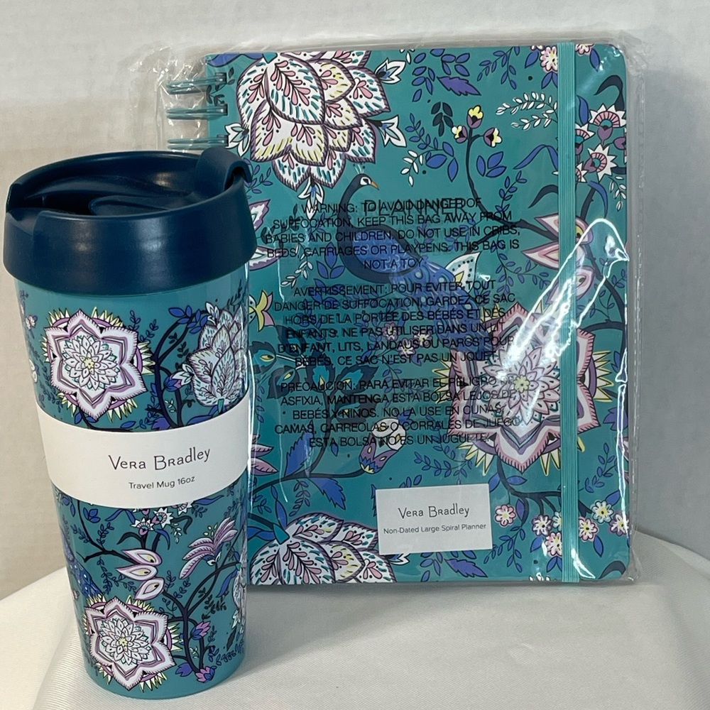 Peacock Garden Collection Lot With Travel Mug & Non-Dated Spiral Planner New